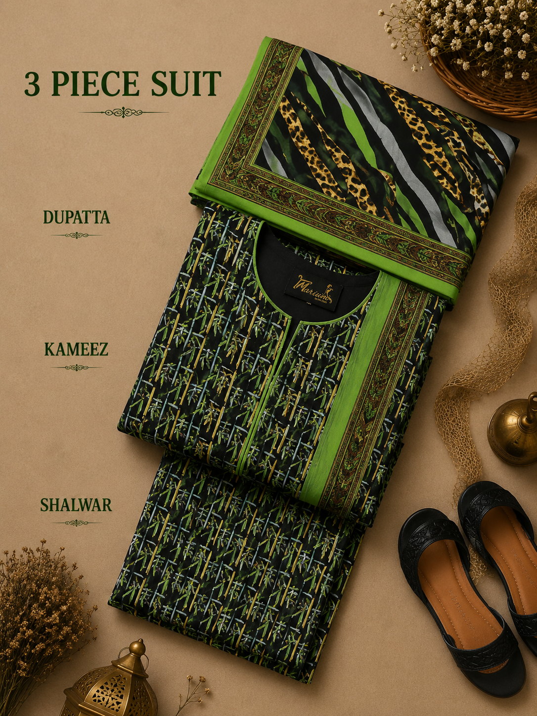Signature Premium Unstitched 3PC Noble Lawn Suit - M1201