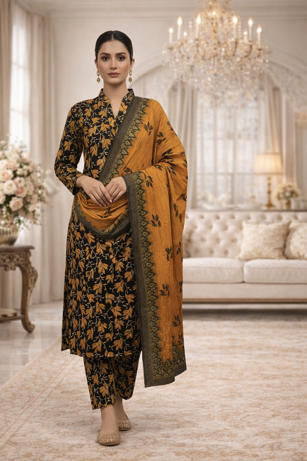 Swiss Lawn Unstitched 3 Piece Suit - A1105