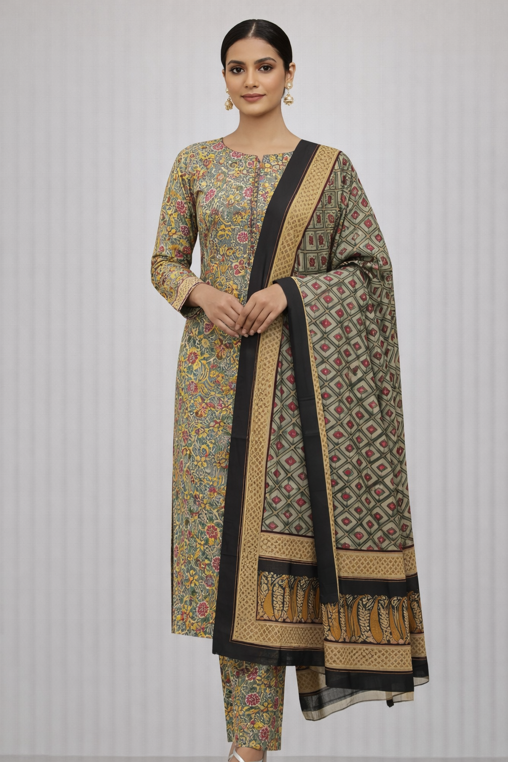 Swiss Lawn Unstitched 3 Piece Suit - A1108