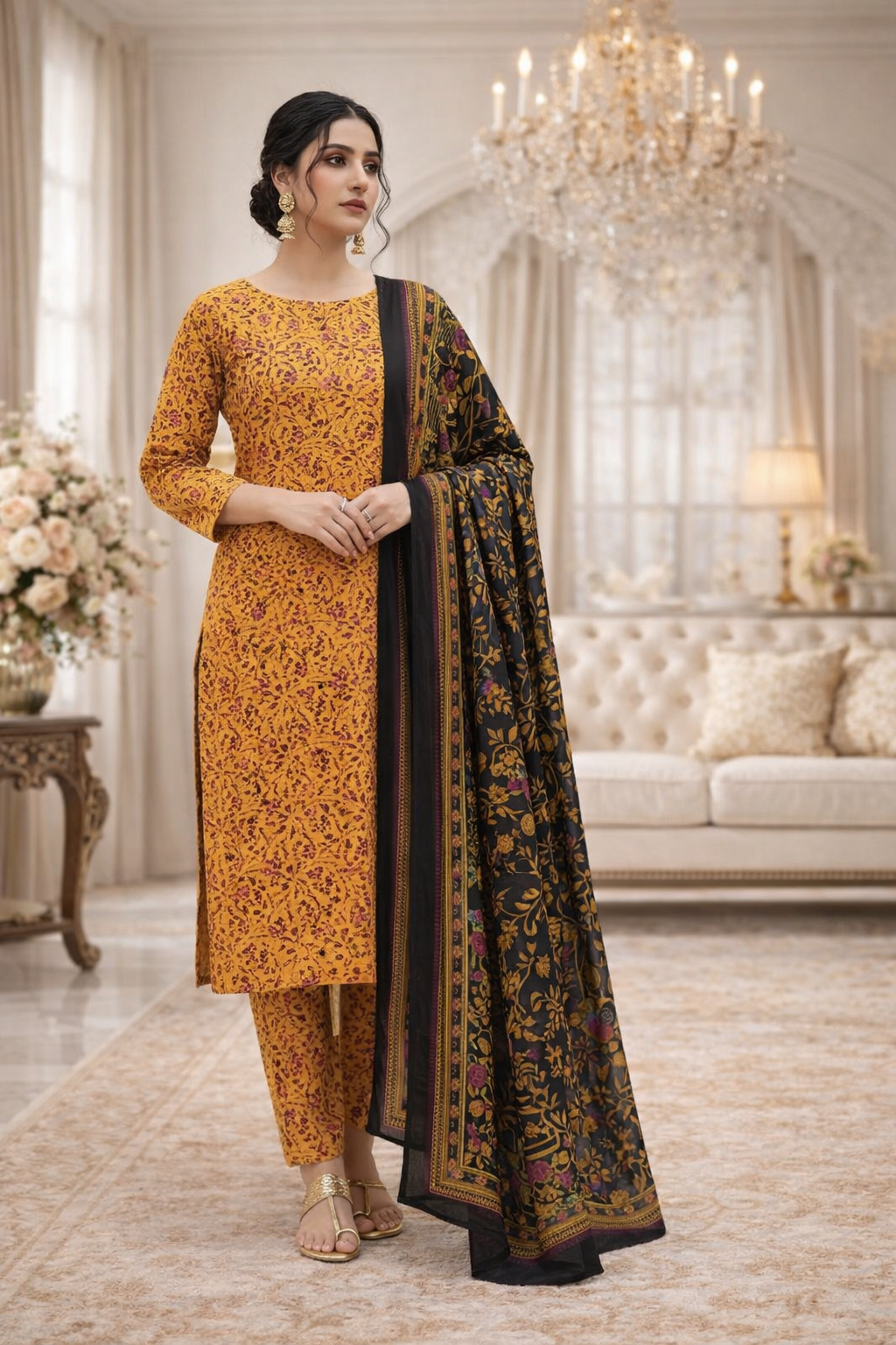 Swiss Lawn Unstitched 3 Piece Suit - A1111