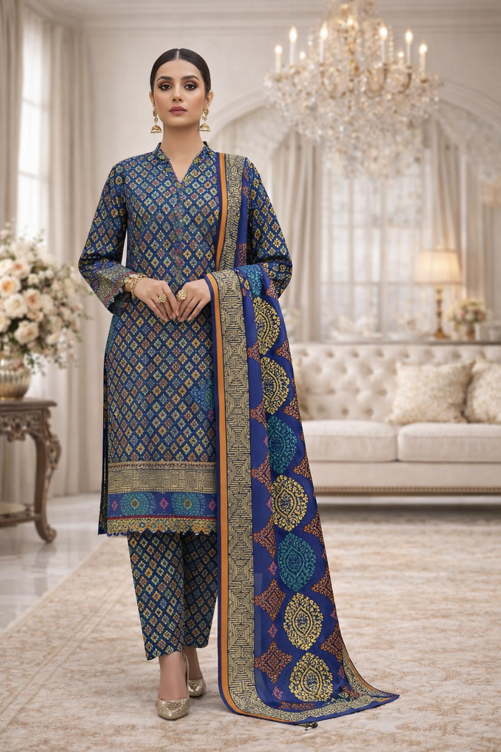Swiss Lawn Unstitched 3 Piece Suit - A1113