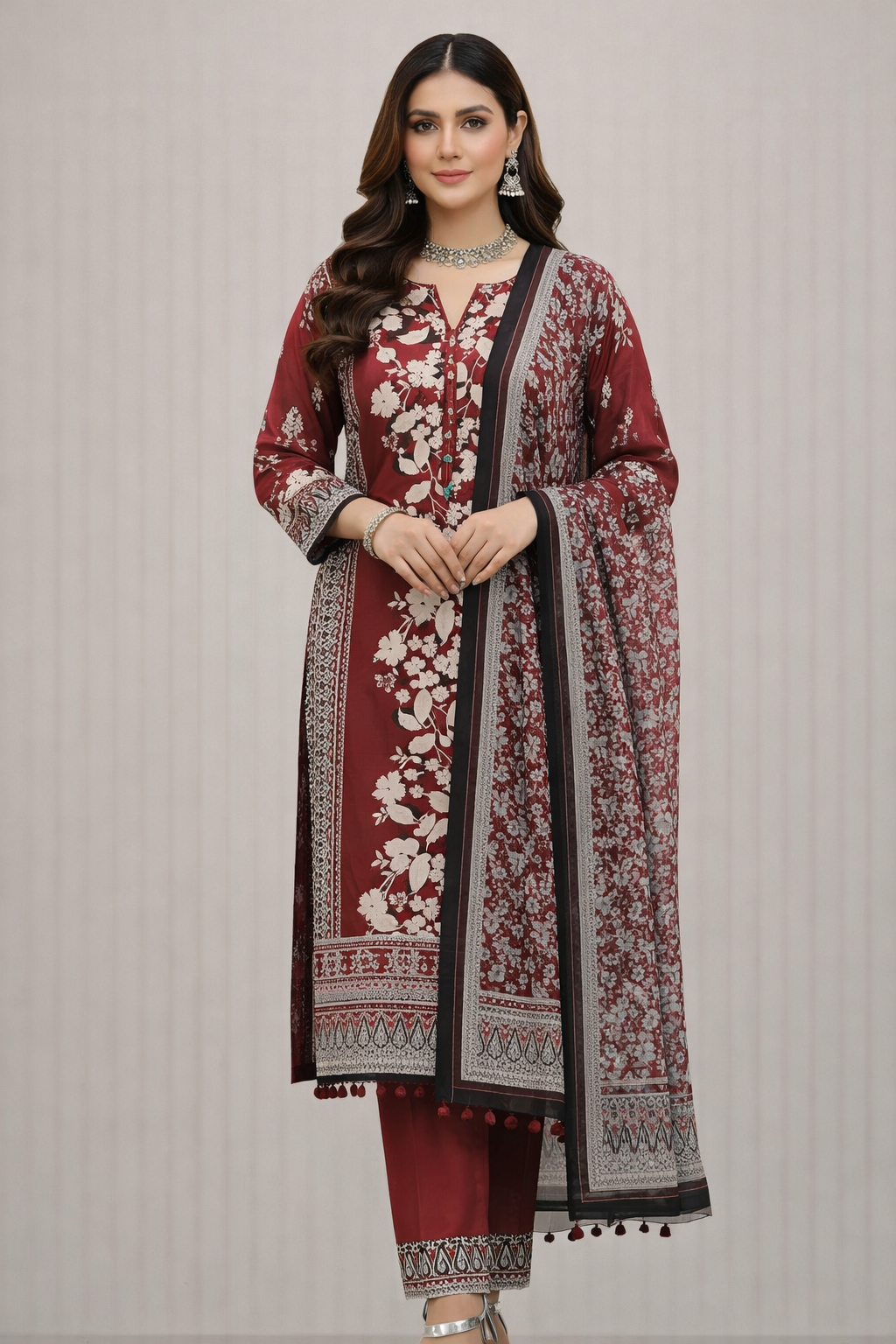 Swiss Lawn Unstitched 3 Piece Suit - A1115