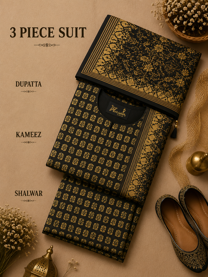 Signature Premium Unstitched 3PC Noble Lawn Suit - M1212