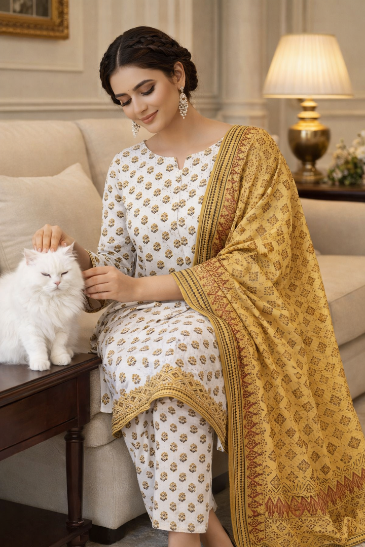 Swiss Lawn Unstitched 3 Piece Suit - A1203