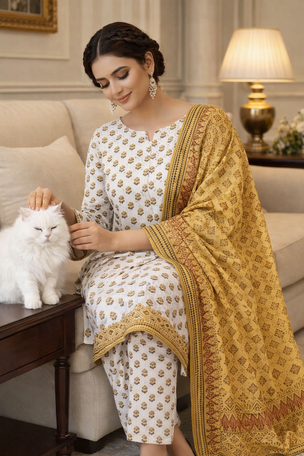 Swiss Lawn Unstitched 3 Piece Suit - A1203