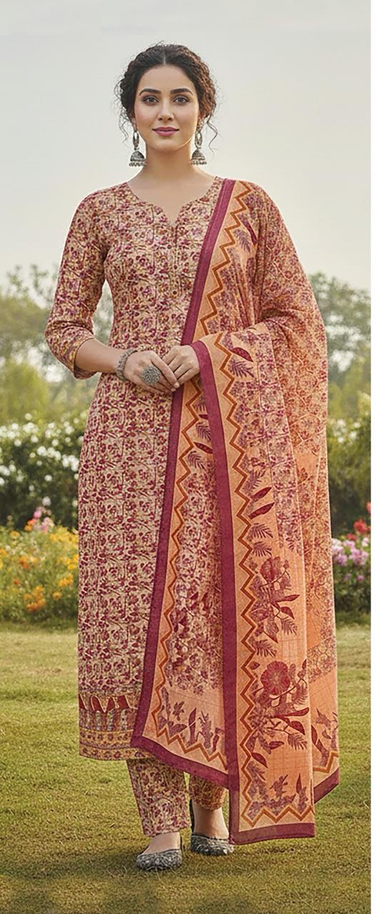 Swiss Lawn Unstitched 3 Piece Suit - A1204