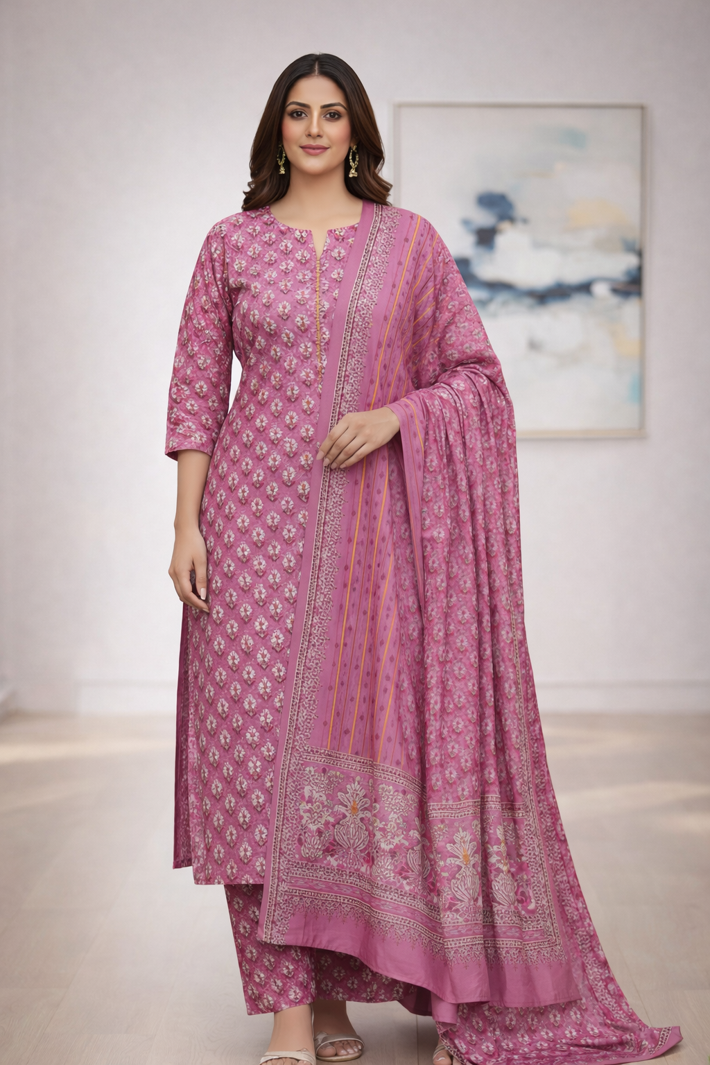 Swiss Lawn Unstitched 3 Piece Suit - A1208