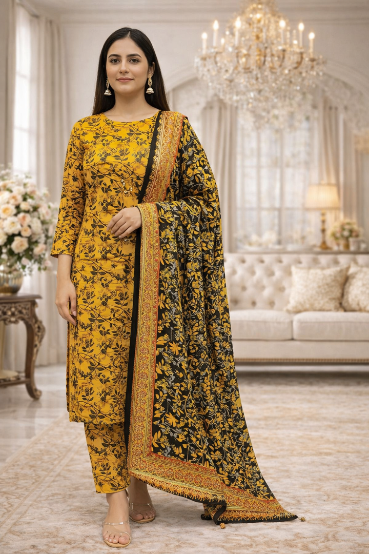 Swiss Lawn Unstitched 3 Piece Suit - A1109