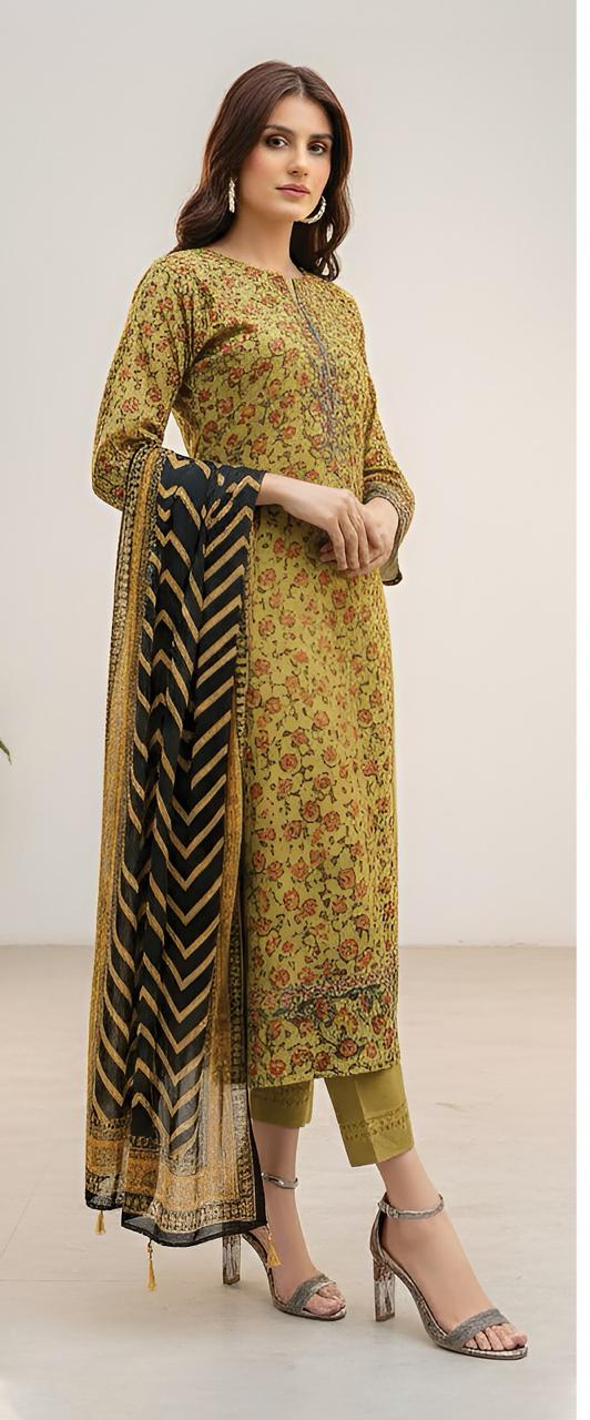 Swiss Lawn Unstitched 3 Piece Suit - A1210