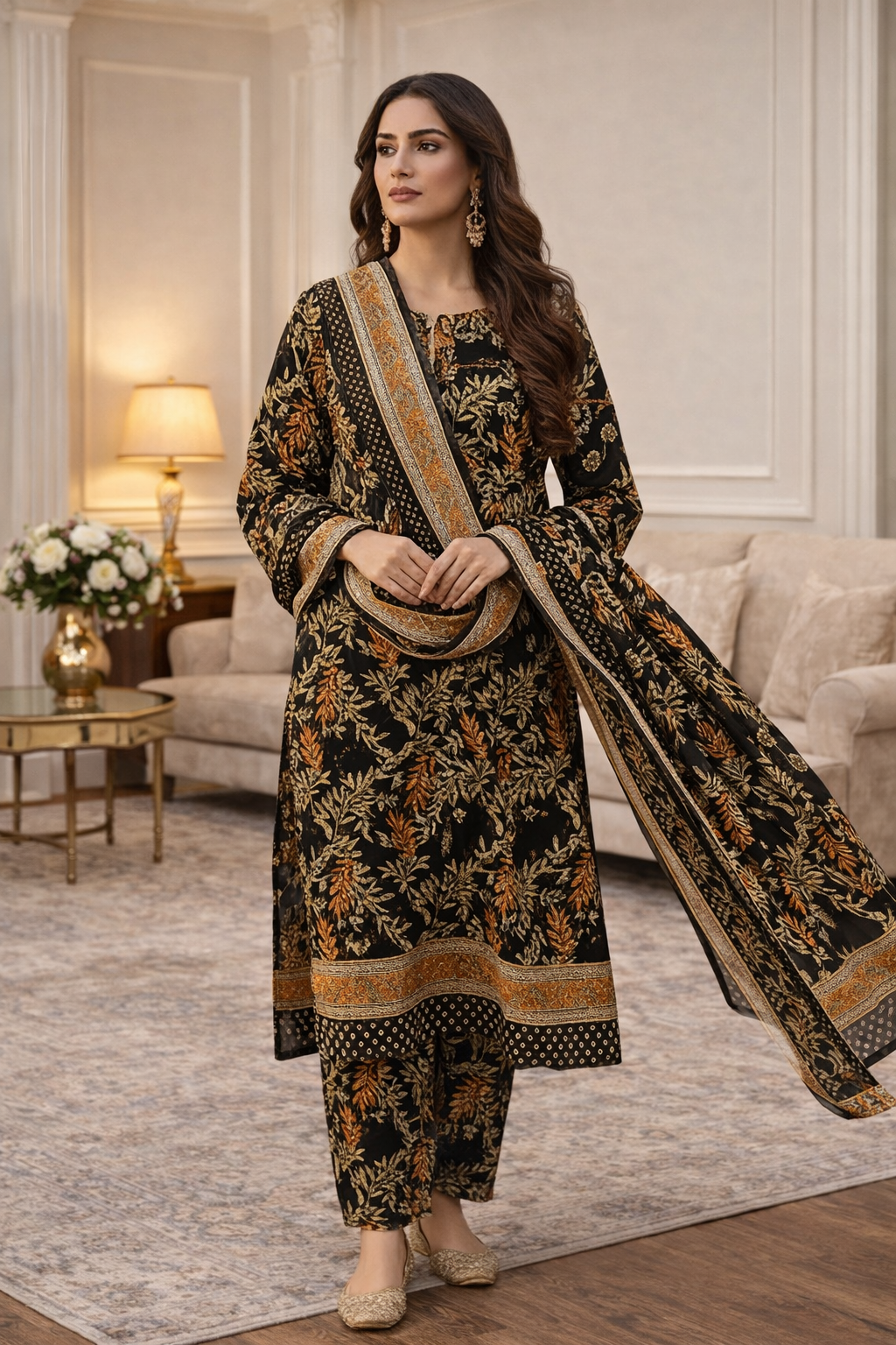 Swiss Lawn Unstitched 3 Piece Suit - A1401