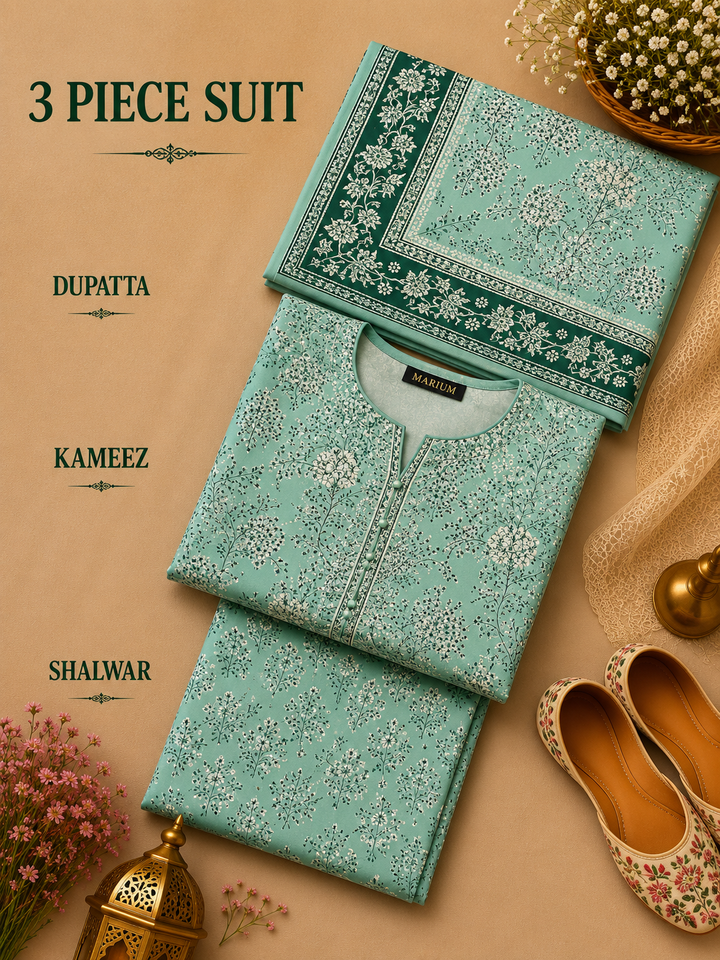 Signature Premium Unstitched 3PC Noble Lawn Suit - M1315