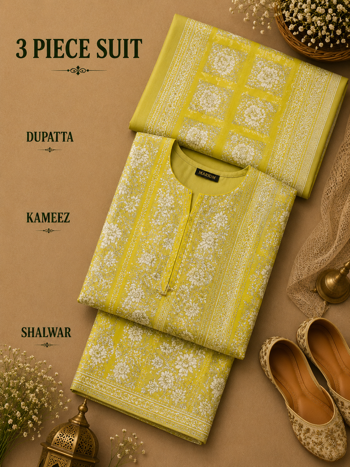 Signature Premium Unstitched 3PC Noble Lawn Suit - M1301