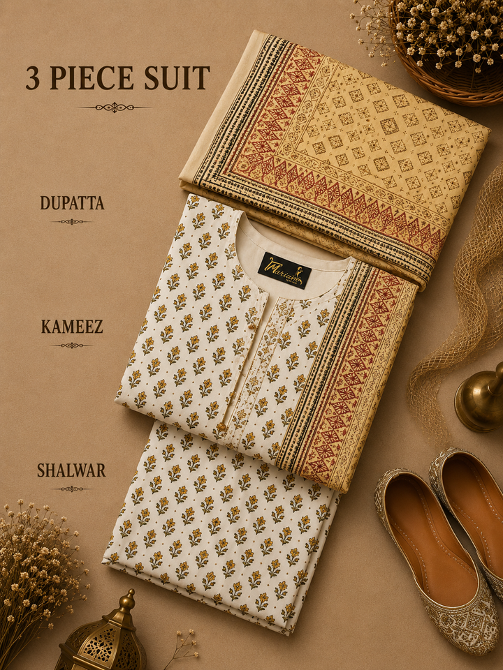 Signature Premium Unstitched 3PC Noble Lawn Suit - M1203
