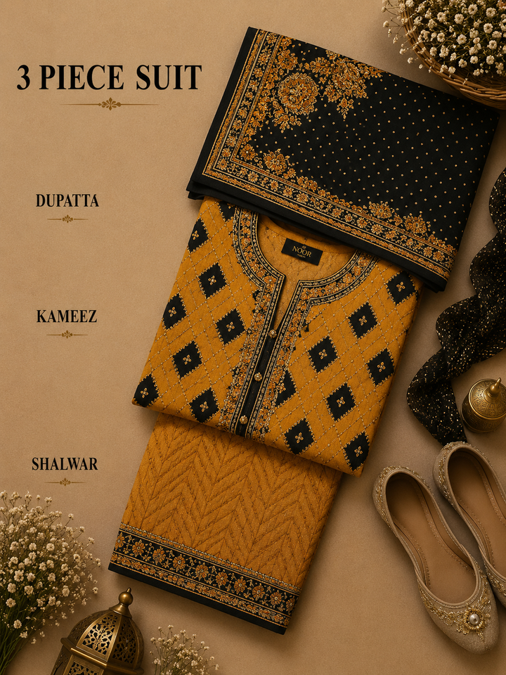 Signature Premium Unstitched 3PC Noble Lawn Suit - M1403