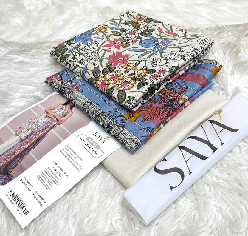 Pre Season Summer Sale 3Pcs Bin Saeed Printed Lawn [Random Articles]