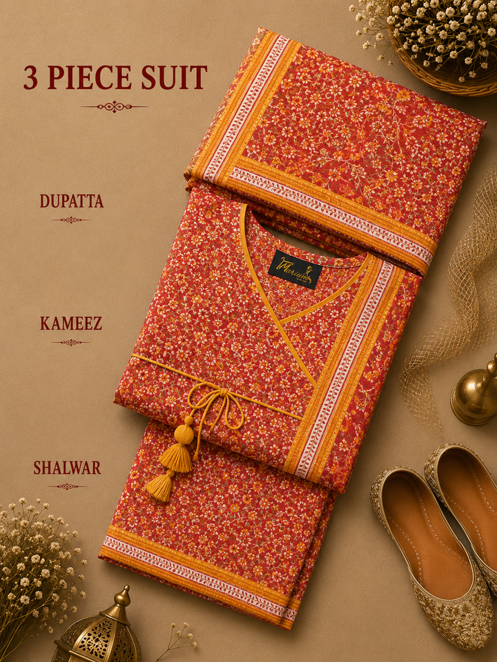 Signature Premium Unstitched 3PC Noble Lawn Suit - M1206