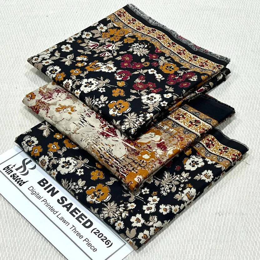 Pre Season Summer Sale 3Pcs Bin Saeed Printed Lawn [Random Articles]
