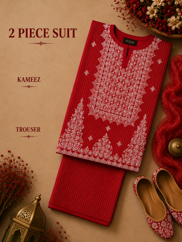2 Pc Stitched Lawn Suit - PRET - D-02-MRN