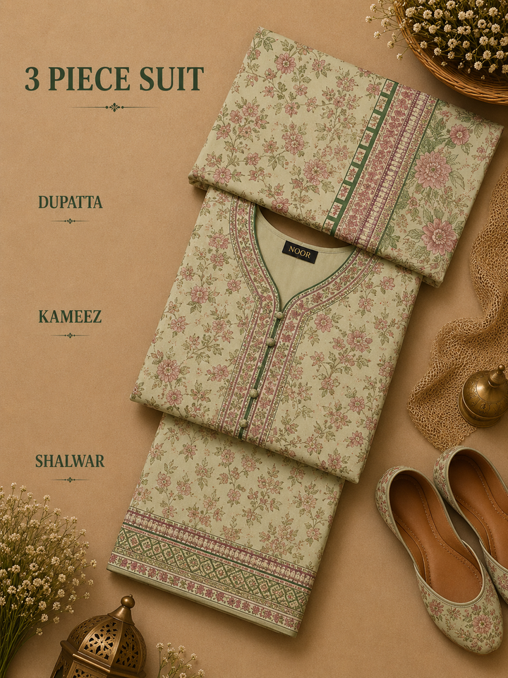 Signature Premium Unstitched 3PC Noble Lawn Suit - M1408