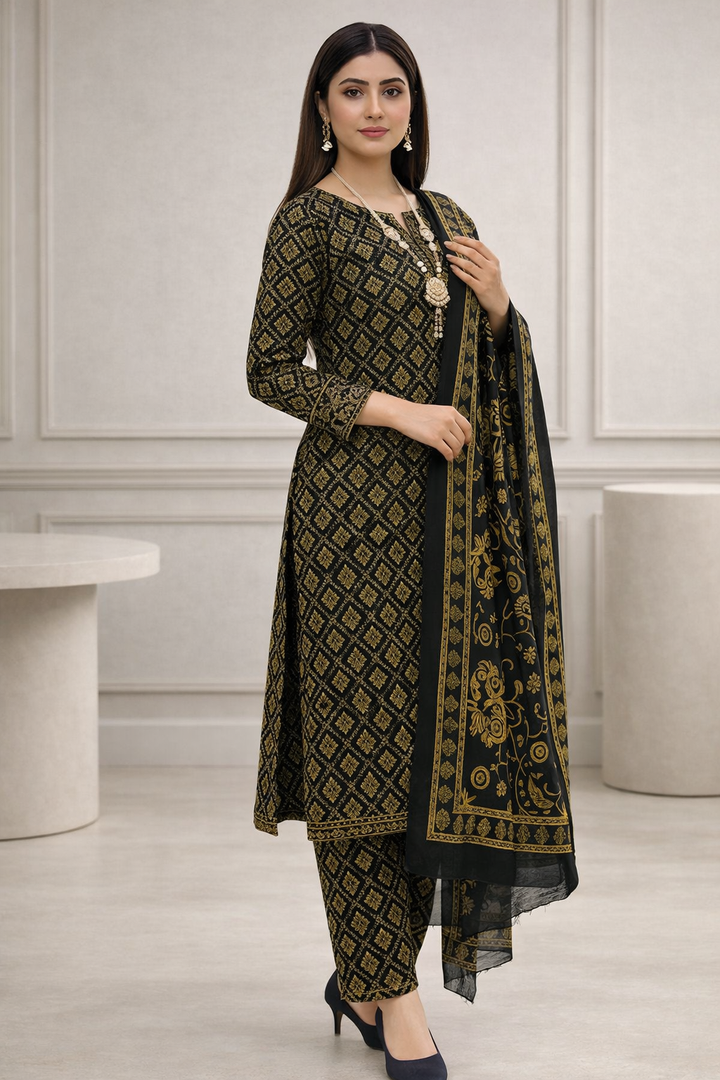 Swiss Lawn Unstitched 3 Piece Suit - A1102