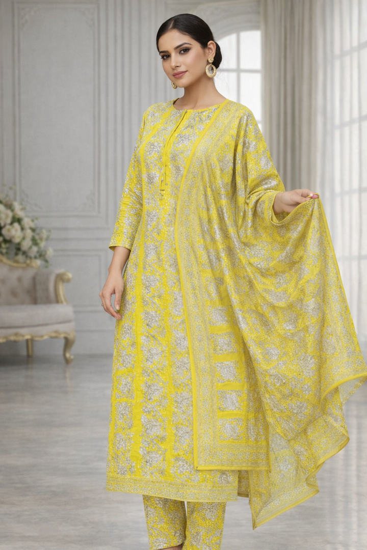 Swiss Lawn Unstitched 3 Piece Suit - K1301