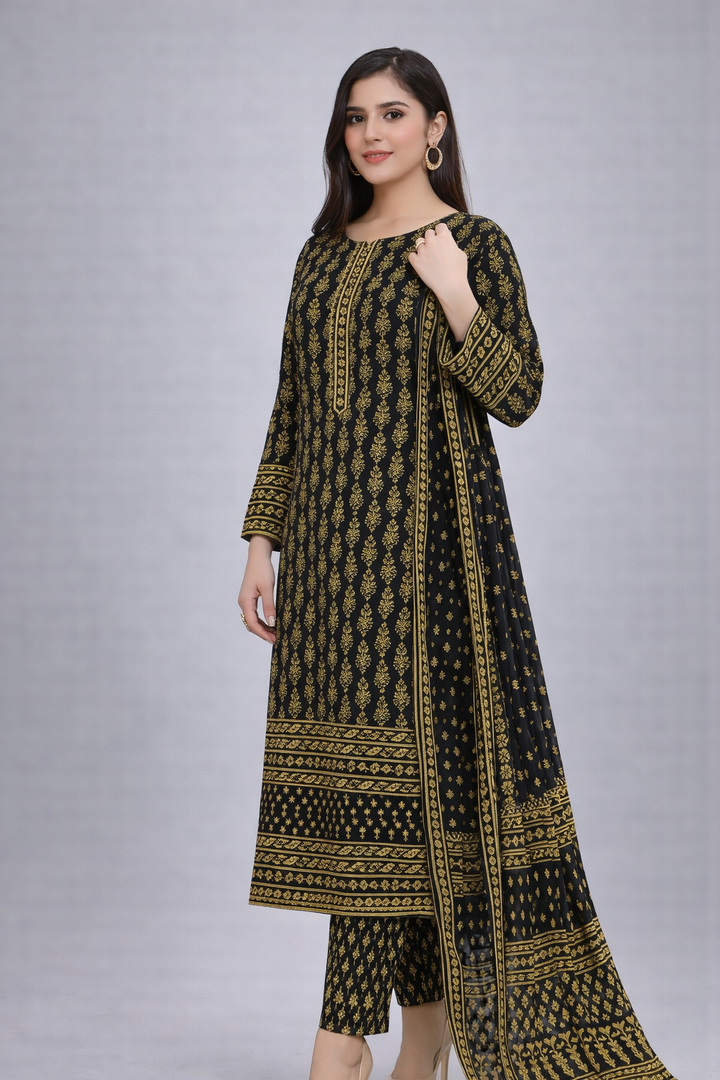 Swiss Lawn Unstitched 3 Piece Suit - K1305