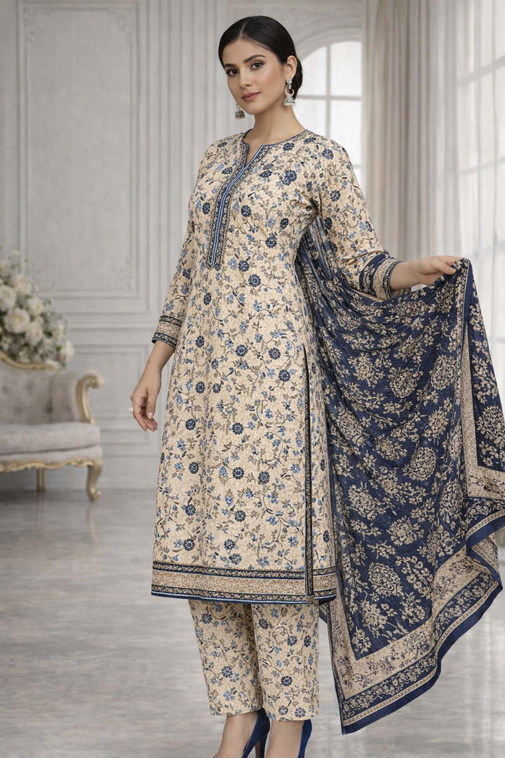 Swiss Lawn Unstitched 3 Piece Suit - K1308