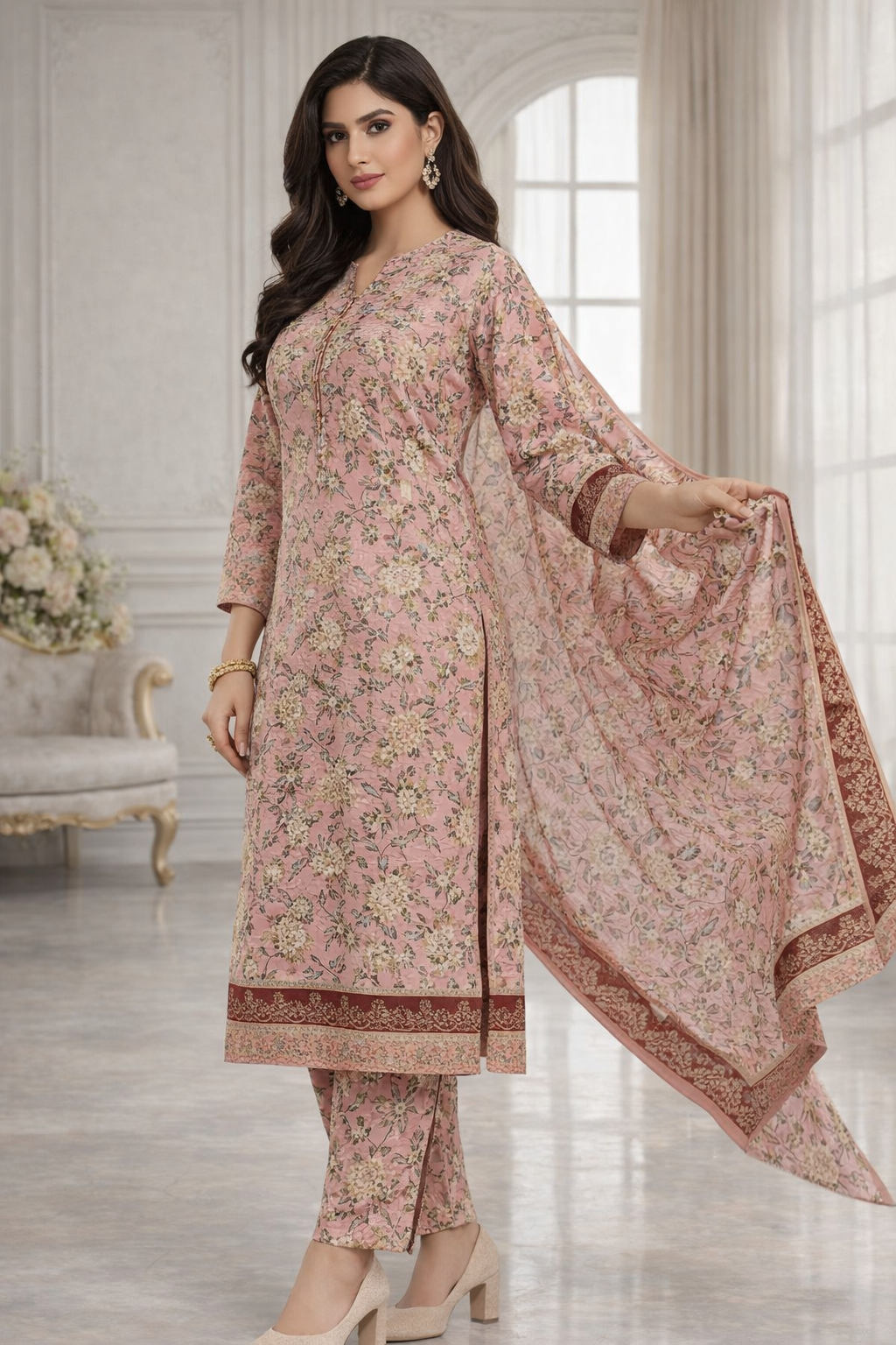 Swiss Lawn Unstitched 3 Piece Suit - K1309
