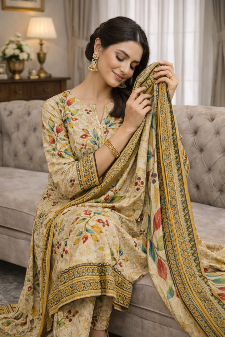 Swiss Lawn Unstitched 3 Piece Suit - A1503