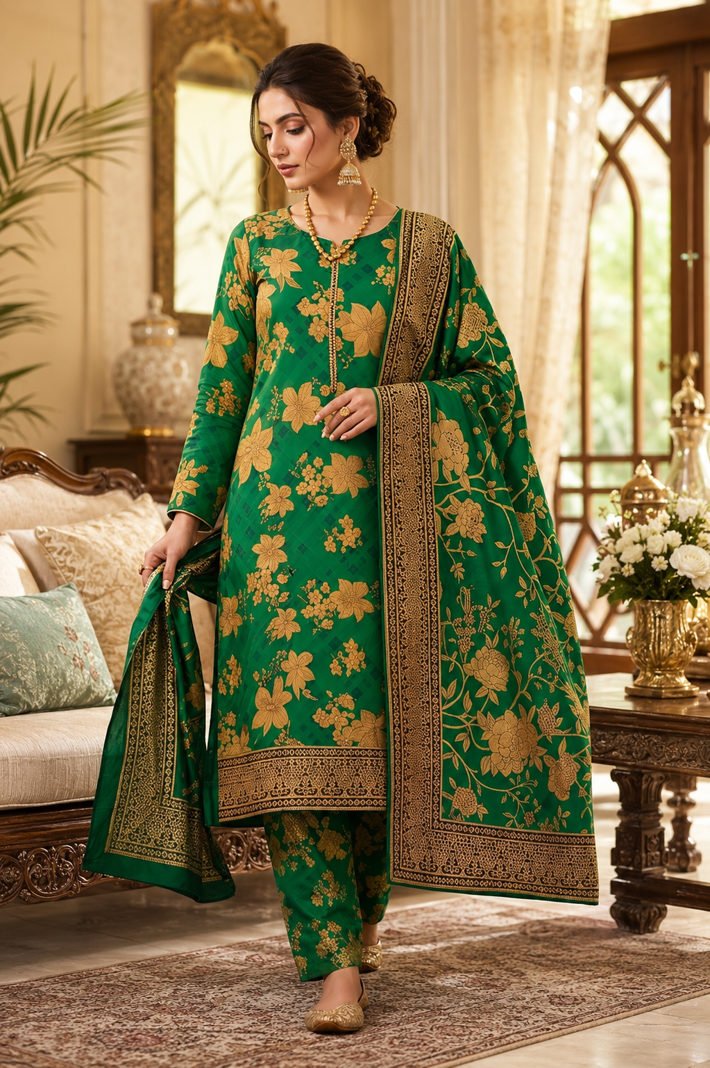 Swiss Lawn Unstitched 3 Piece Suit - A1816