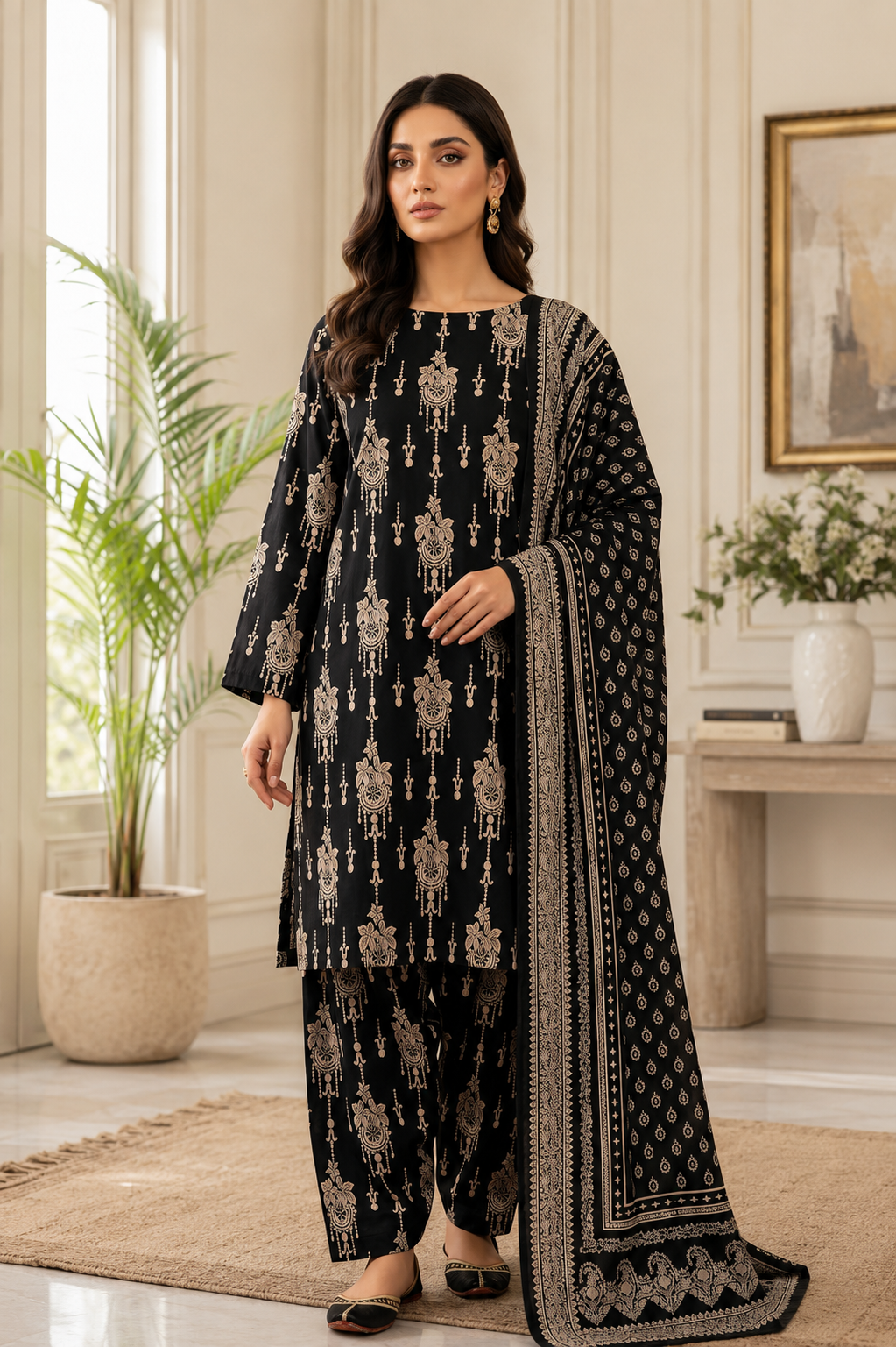 Swiss Lawn Unstitched 3 Piece Suit - A1809