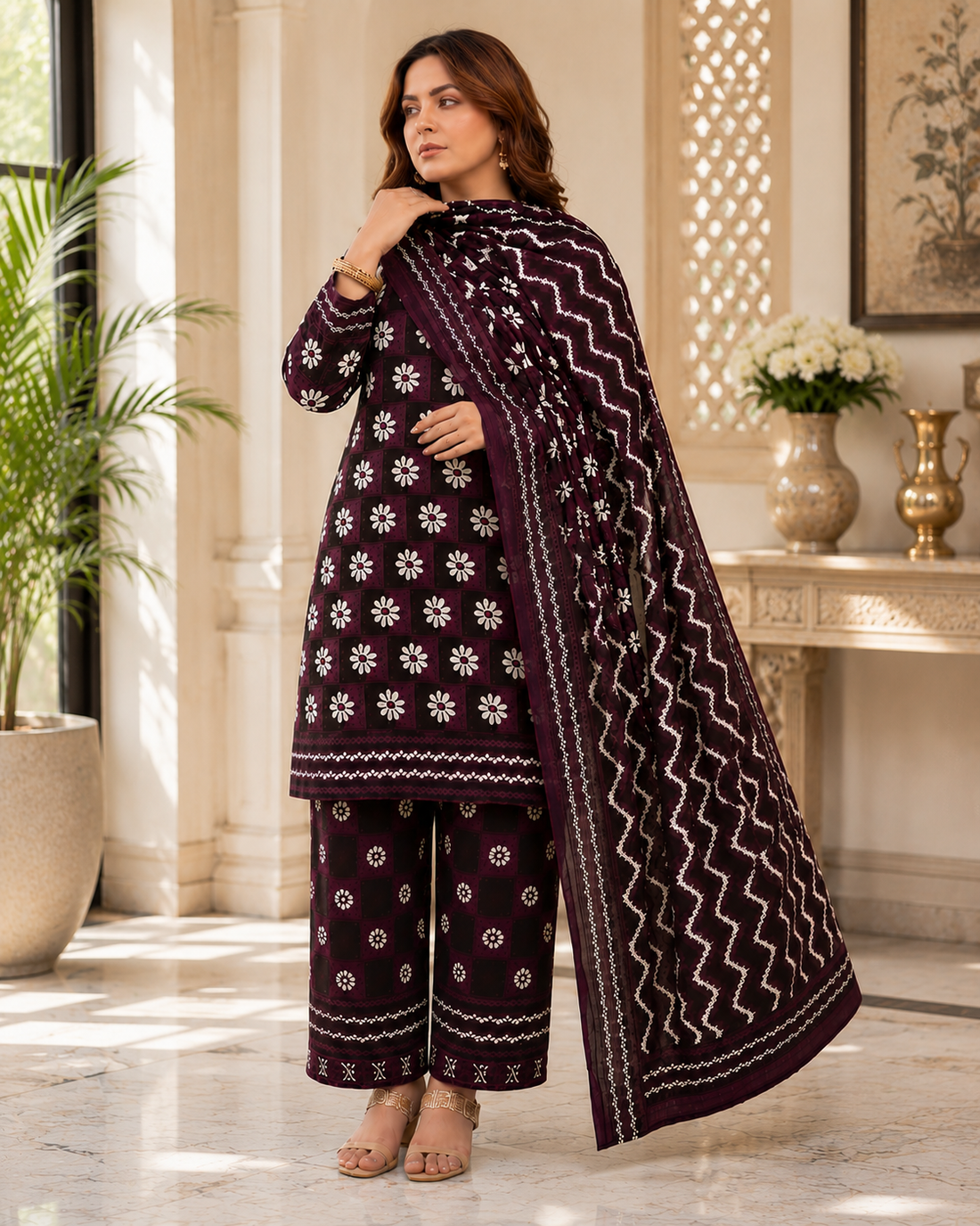 Swiss Lawn Unstitched 3 Piece Suit - A1805