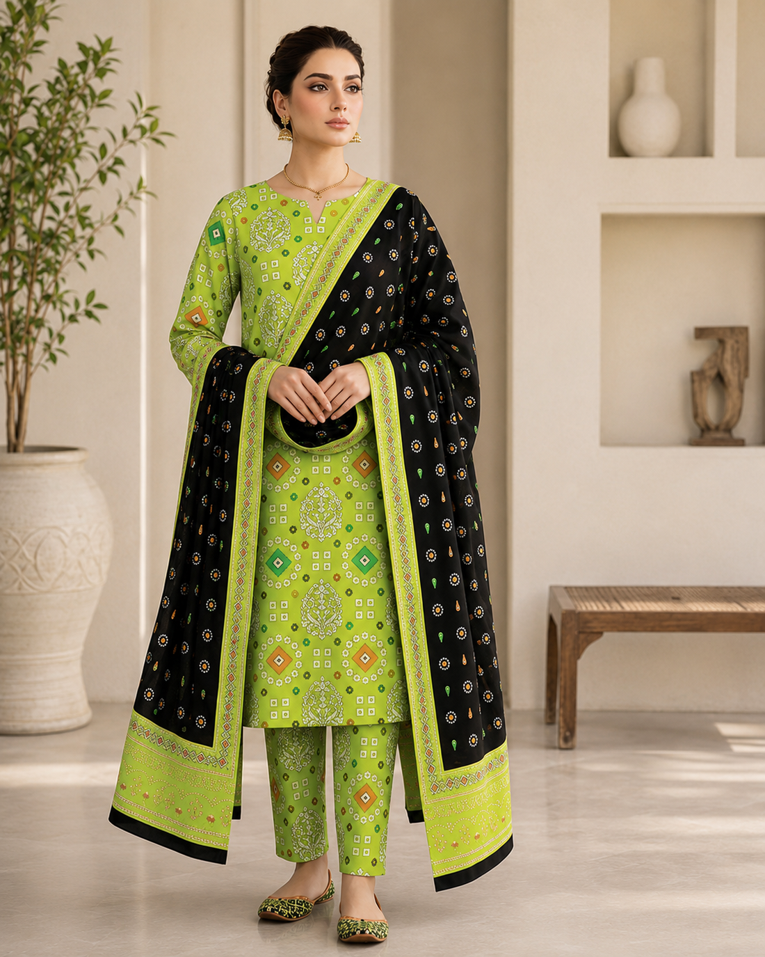 Swiss Lawn Unstitched 3 Piece Suit - A1803