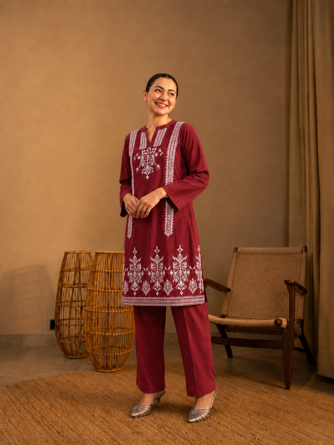 2 Pc Stitched Lawn Suit - PRET - D-01-PNK