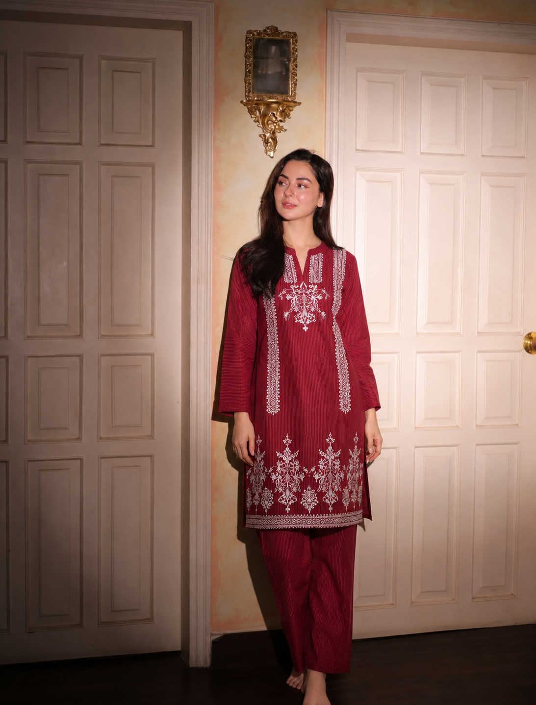 2 Pc Stitched Lawn Suit - PRET - D-01-MRN