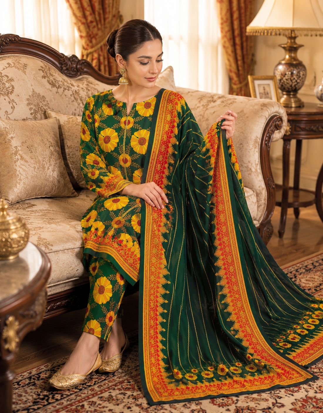 Swiss Lawn Unstitched 3 Piece Suit - A1612