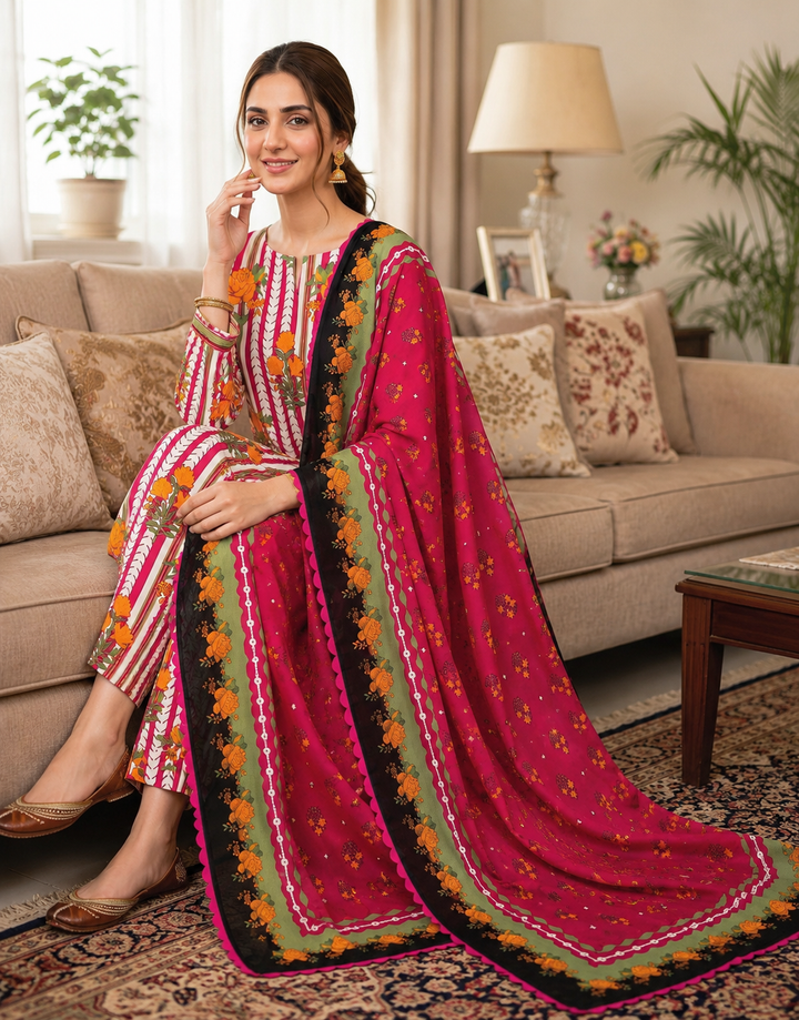Swiss Lawn Unstitched 3 Piece Suit - A1615