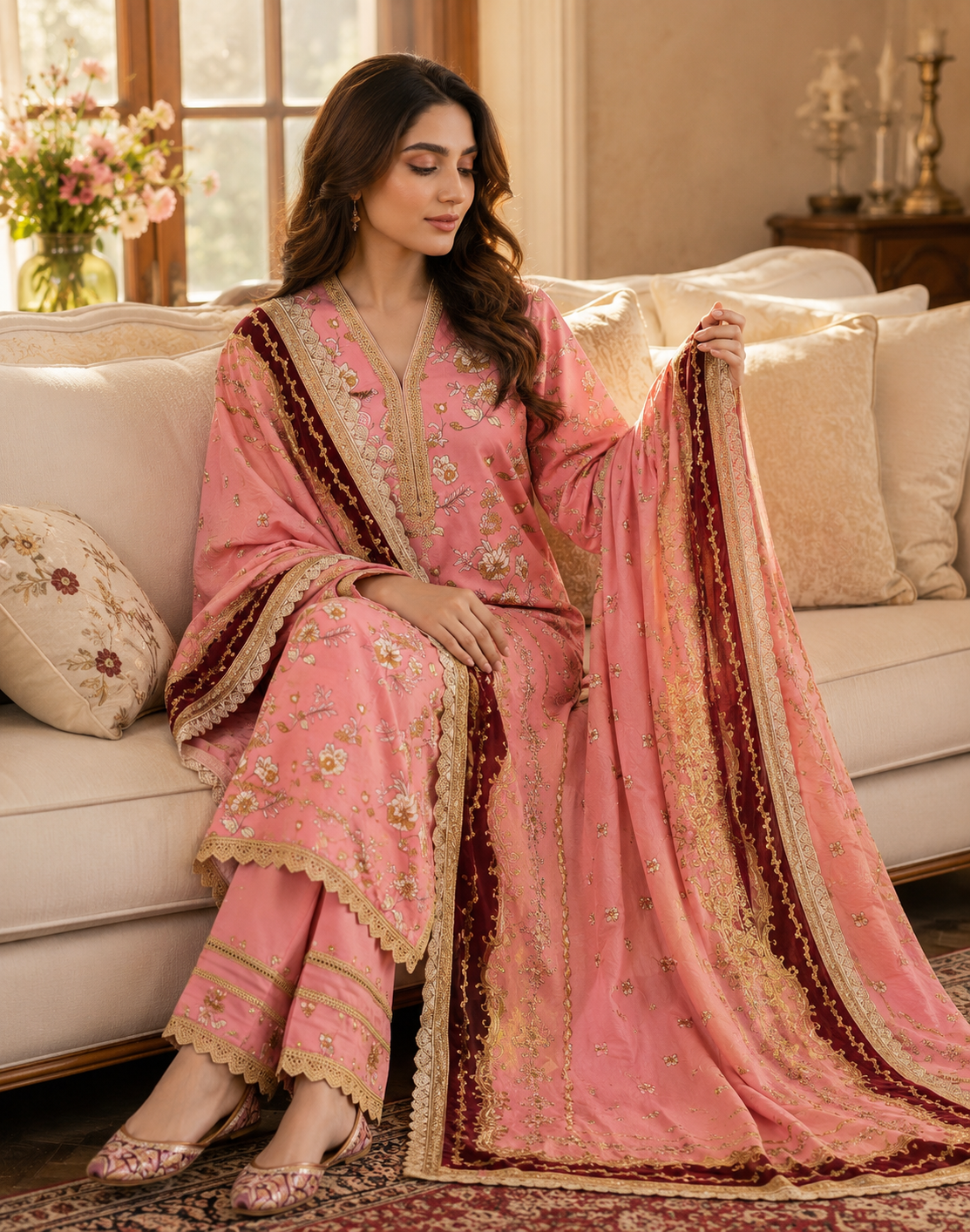 Swiss Lawn Unstitched 3 Piece Suit - A1613