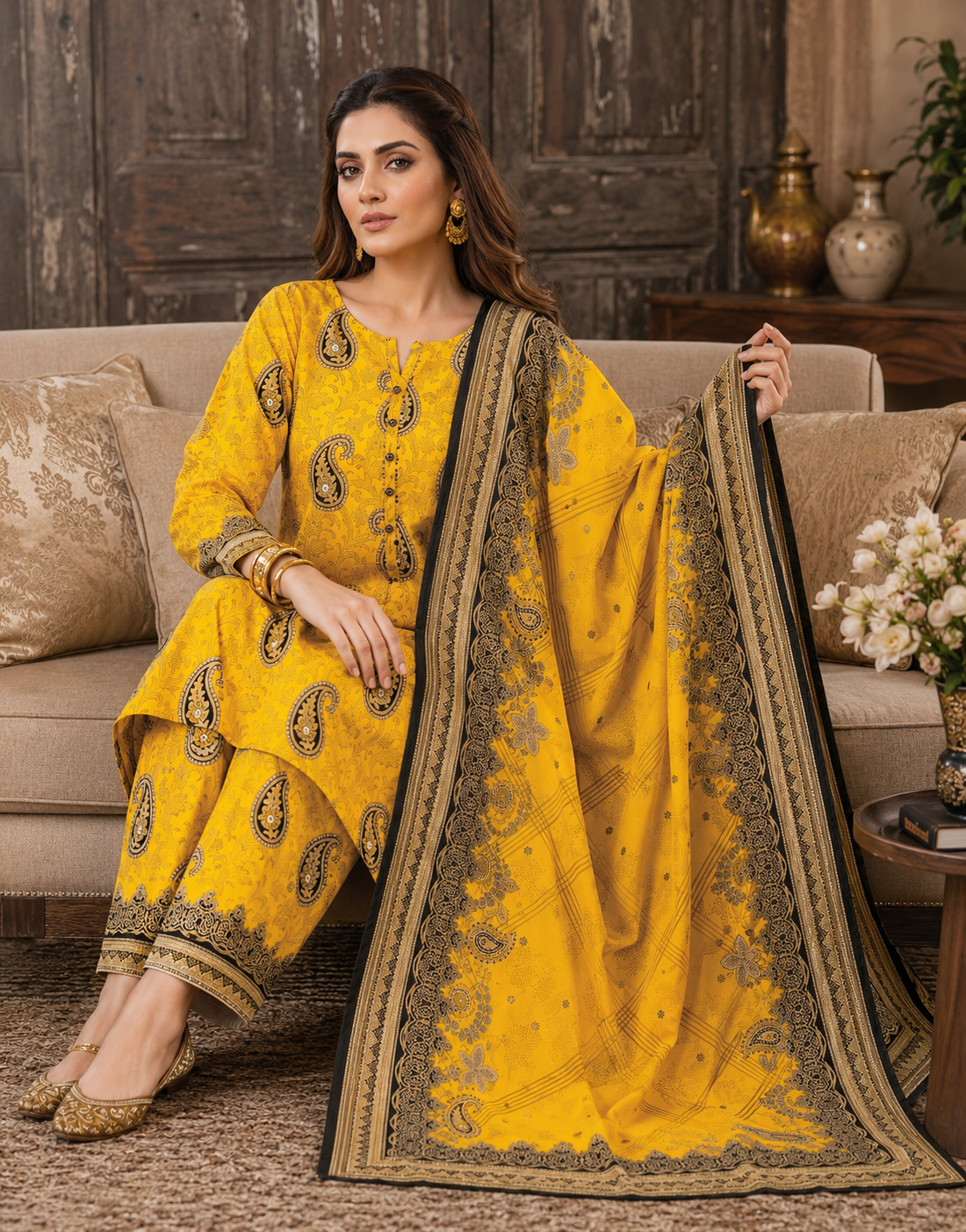 Swiss Lawn Unstitched 3 Piece Suit - A1610