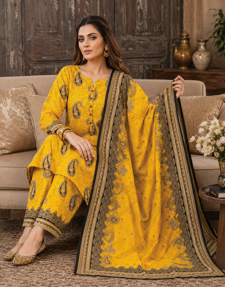 Swiss Lawn Unstitched 3 Piece Suit - A1610
