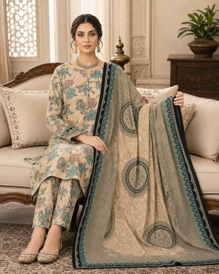 Swiss Lawn Unstitched 3 Piece Suit - A1604