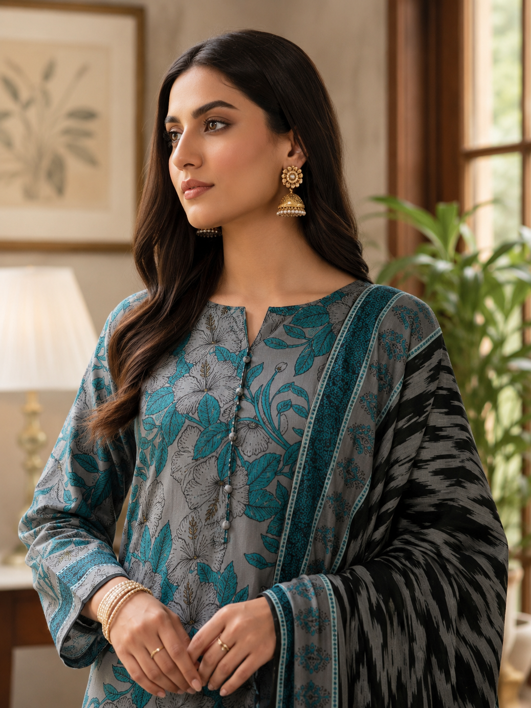 Swiss Lawn Unstitched 3 Piece Suit - A1605