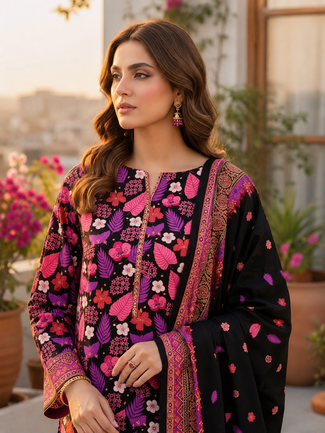 Swiss Lawn Unstitched 3 Piece Suit - A1603
