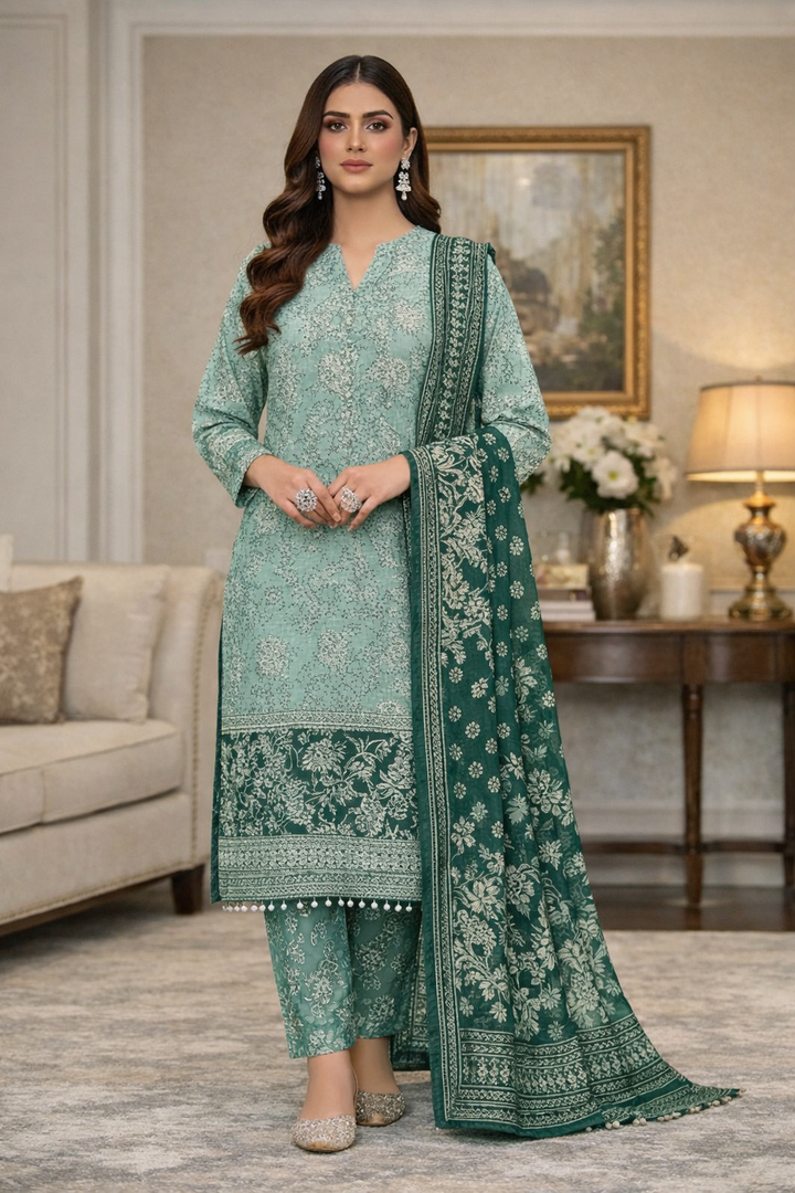 Swiss Lawn Unstitched 3 Piece Suit - A1315