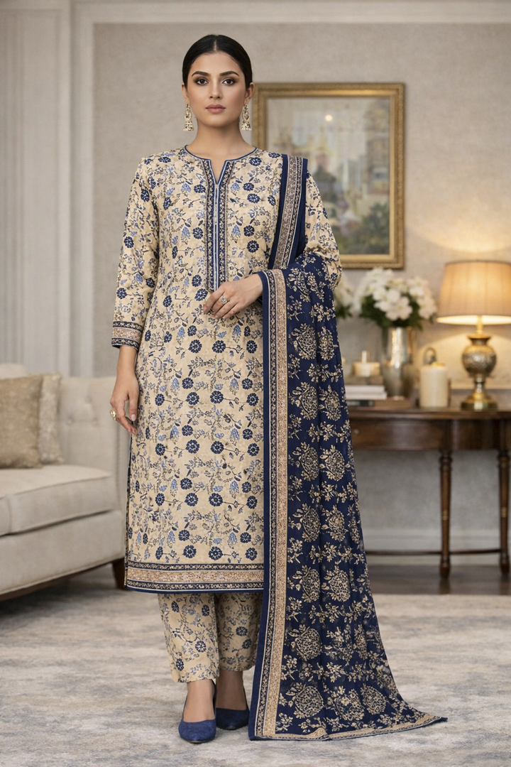 Swiss Lawn Unstitched 3 Piece Suit - A1308
