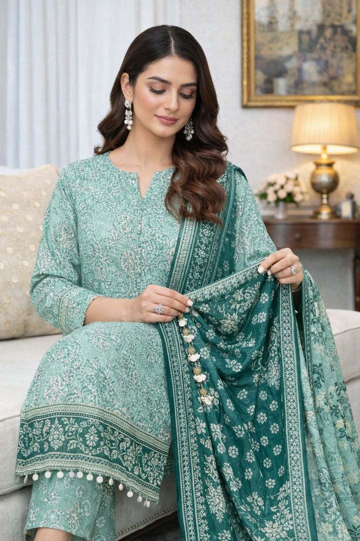 Swiss Lawn Unstitched 3 Piece Suit - A1315