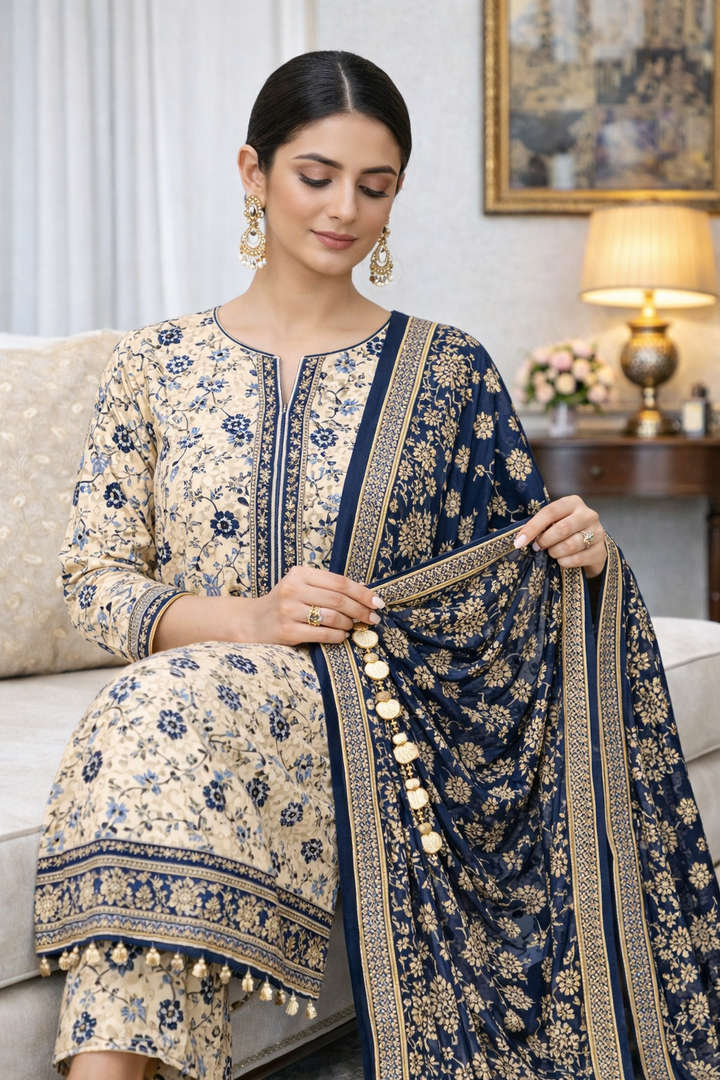 Swiss Lawn Unstitched 3 Piece Suit - A1308