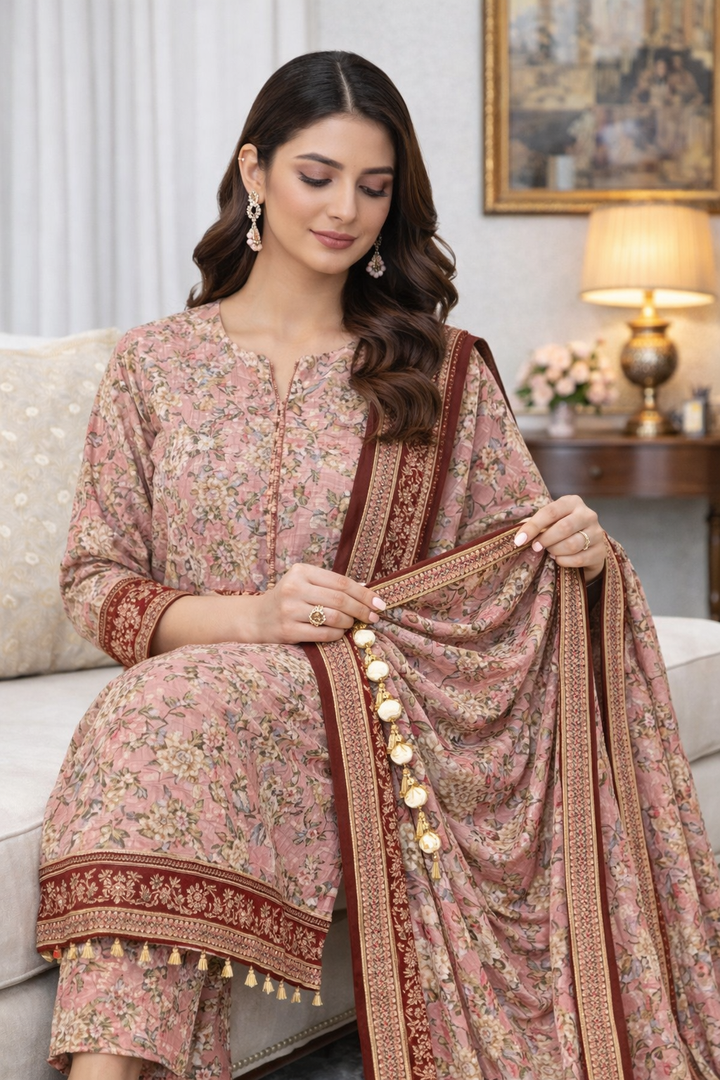 Swiss Lawn Unstitched 3 Piece Suit - A1309