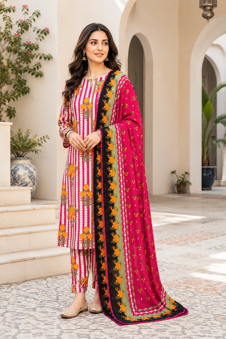 Swiss Lawn Unstitched 3 Piece Suit - A1615
