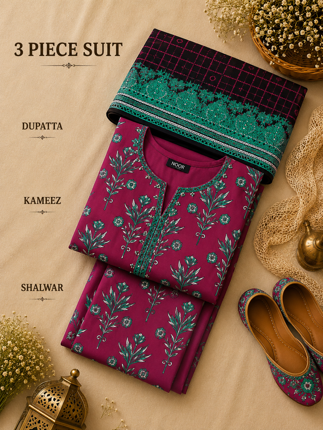 Signature Premium Unstitched 3PC Regal Lawn Suit - M1504
